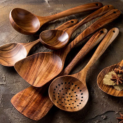 Sandsberg | NordTeak 7-teiliges Küchenhelfer-Set – Premium Teakholzwerkzeuge für stilvolles und vielseitiges Kochen