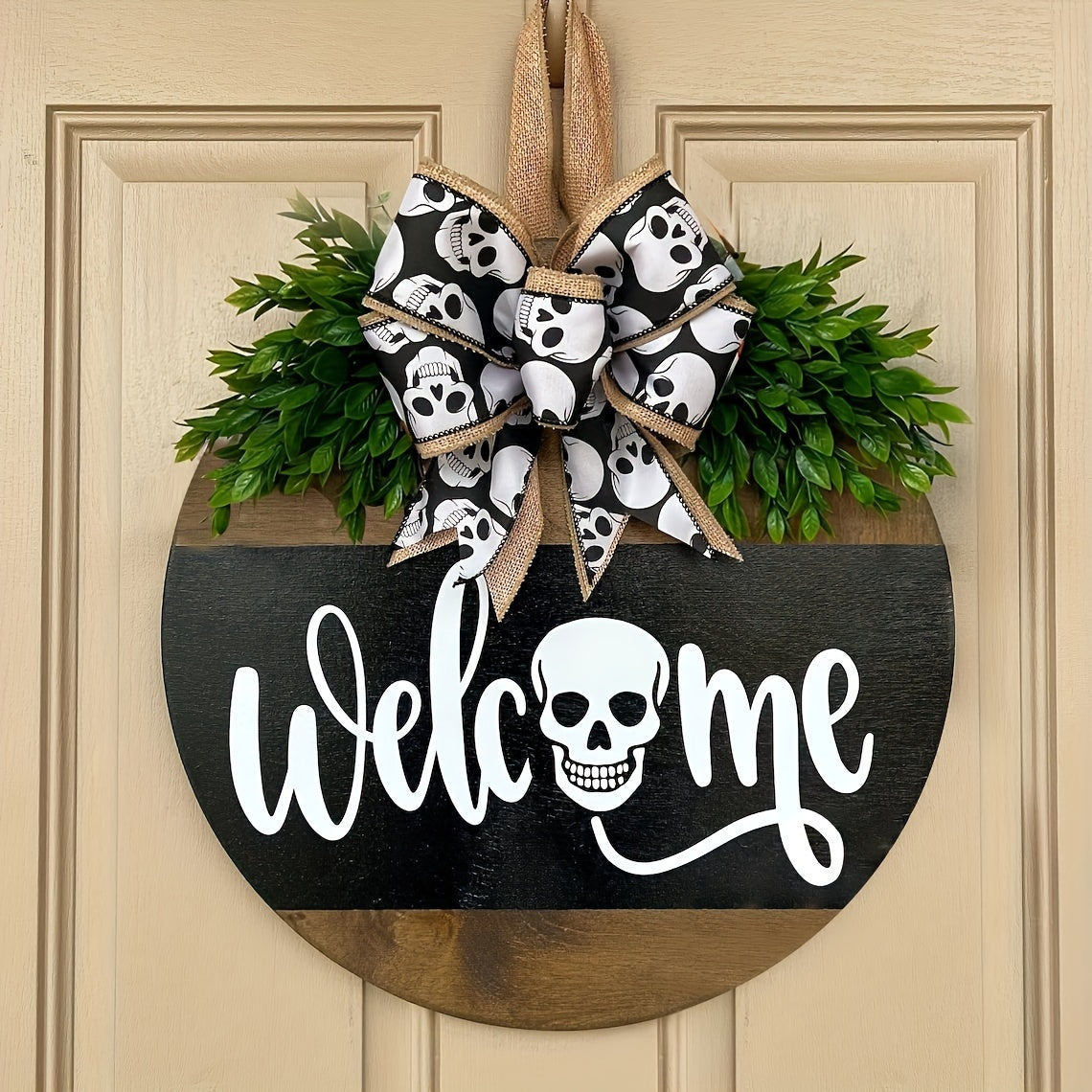 Sandsberg | Spooky Skull Wreath – Rustikale Halloween Eingangsschild