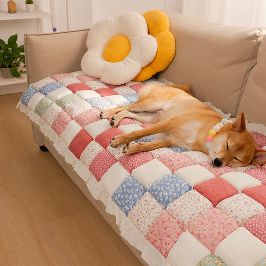 Handgefertigte Gemütliche Patchwork Blumen Puff Sofaabdeckung