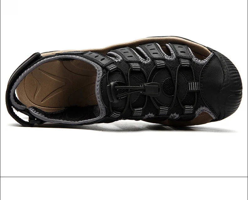 Sommer Herren Outdoor Sandalen Strand Schuhe Echtes Leder Trekking Wandern
