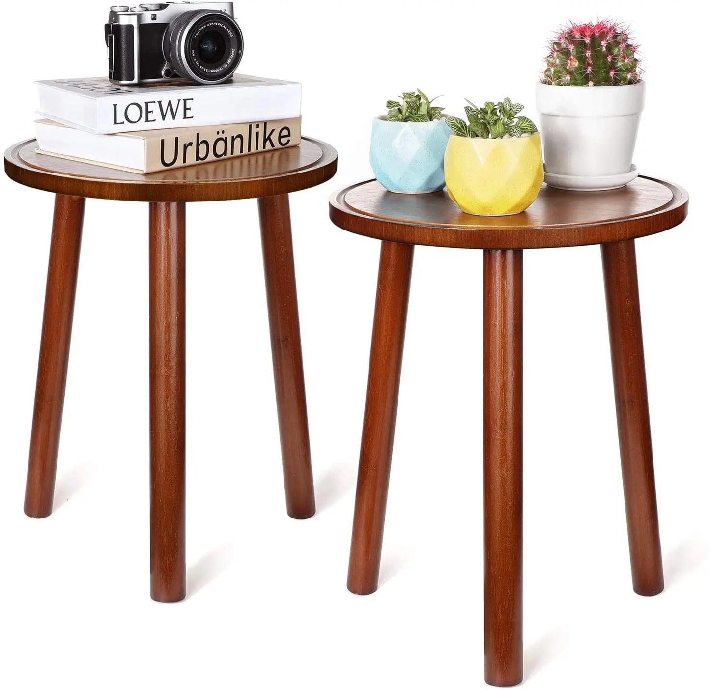 Sandsberg von 2 Wood Pflanzenständer Mid Century Beistelltisch 16,5’’ hoch Rund Beistelltisch Blumenpott Halter Wohnkultur
