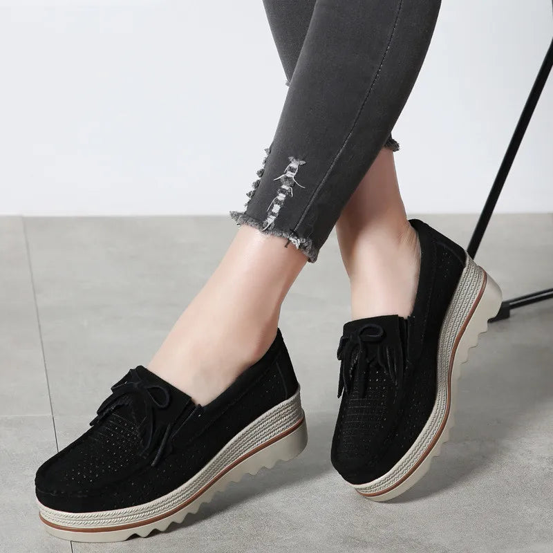 Frühling Frauen Flache Schuhe Plattform Sneaker Slip-On Flats Leder Wildleder Damen Slipper Freizeit Slipper