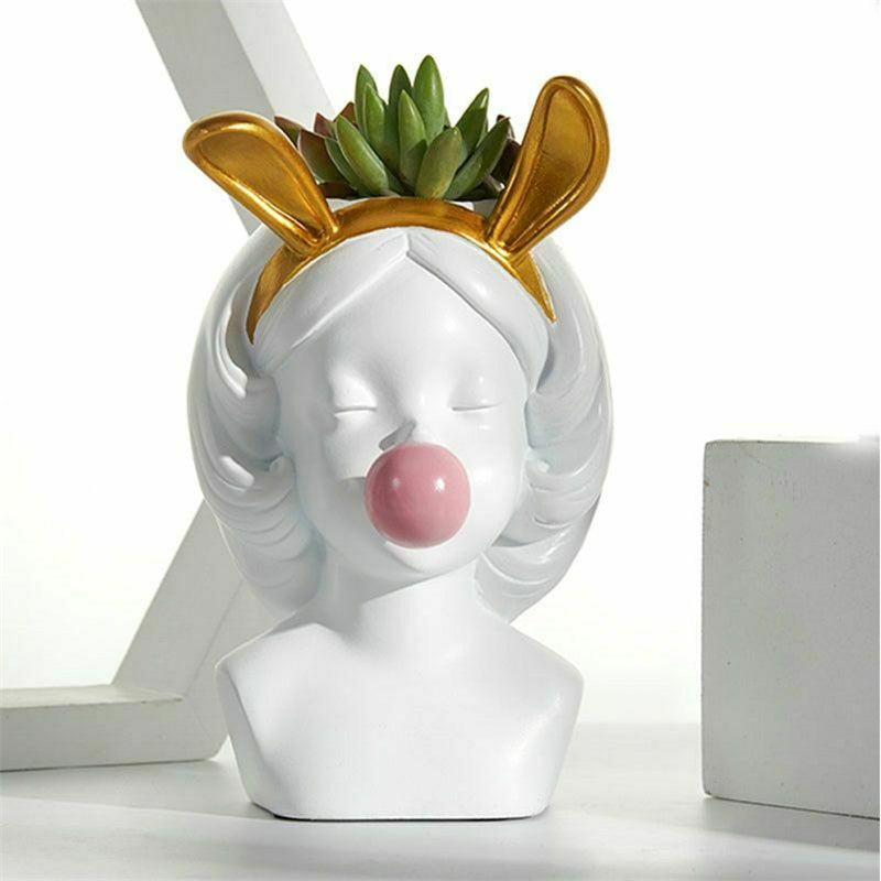 Niedliche Kaugummi-Mädchen-Keramik-Gesichtsvase