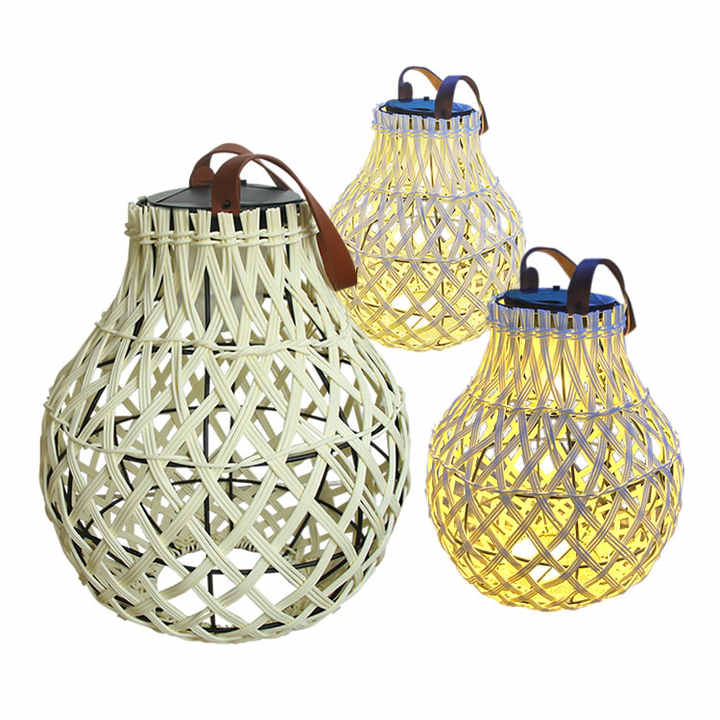 Sandsberg | Solar LED Rattan-Laterne – Große Außenbeleuchtung im Oval-Design für Garten und Terrasse