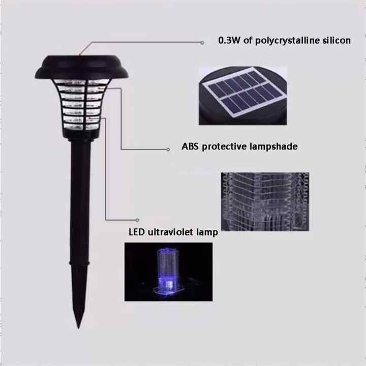 Sandsberg | Solar Insektenvernichter mit LED Licht – Wasserdichte Gartenleuchte zur Mückenabwehr