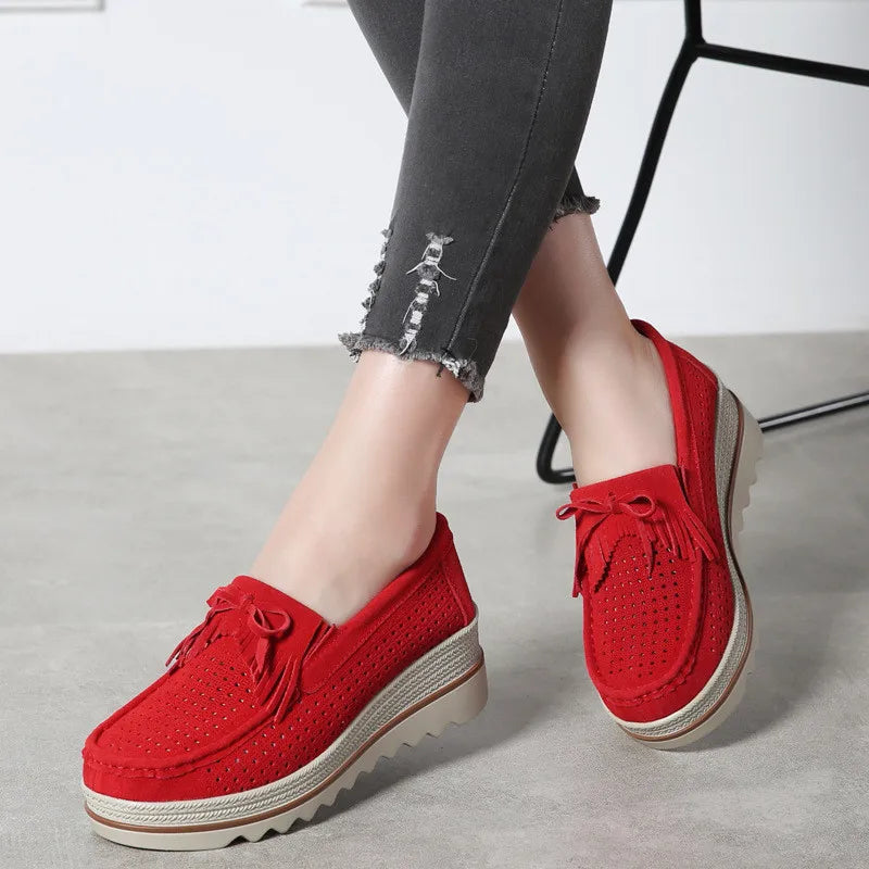Frühling Frauen Flache Schuhe Plattform Sneaker Slip-On Flats Leder Wildleder Damen Slipper Freizeit Slipper