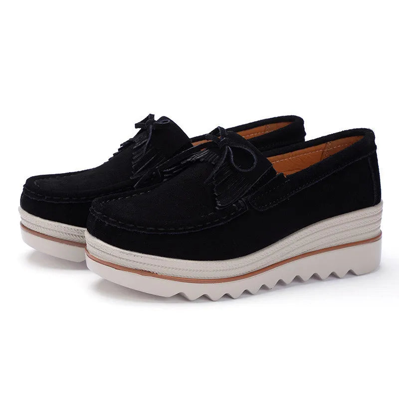 Frühling Frauen Flache Schuhe Plattform Sneaker Slip-On Flats Leder Wildleder Damen Slipper Freizeit Slipper