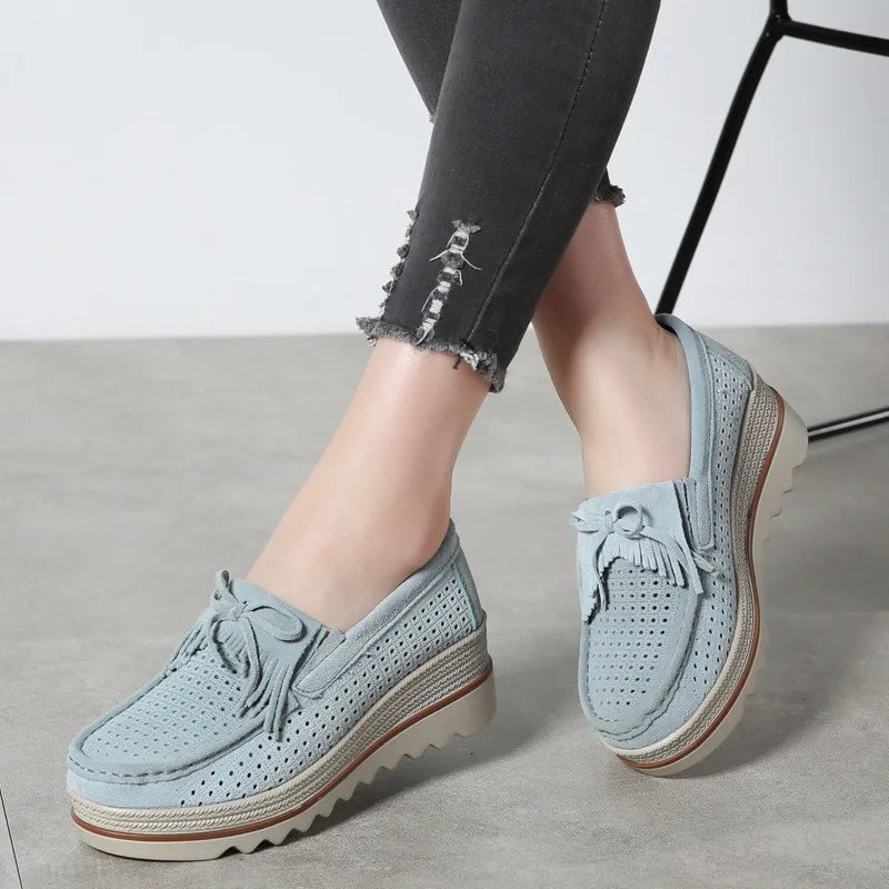 Frühling Frauen Flache Schuhe Plattform Sneaker Slip-On Flats Leder Wildleder Damen Slipper Freizeit Slipper