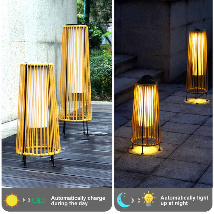 Sandsberg | Solar LED Rattan-Laterne – Große Außenbeleuchtung im Oval-Design für Garten und Terrasse