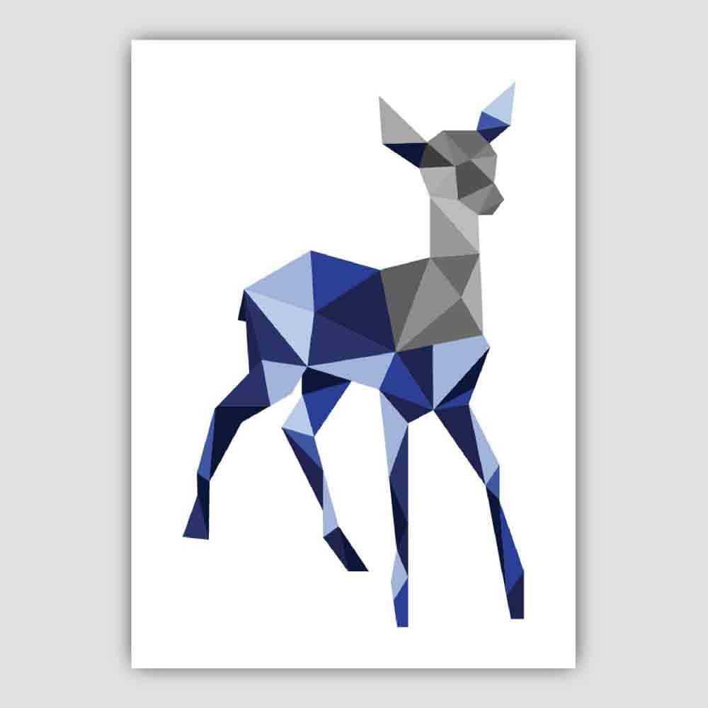Geometrischer Poly Navy Blau und Grau Junger Hirsch Poster