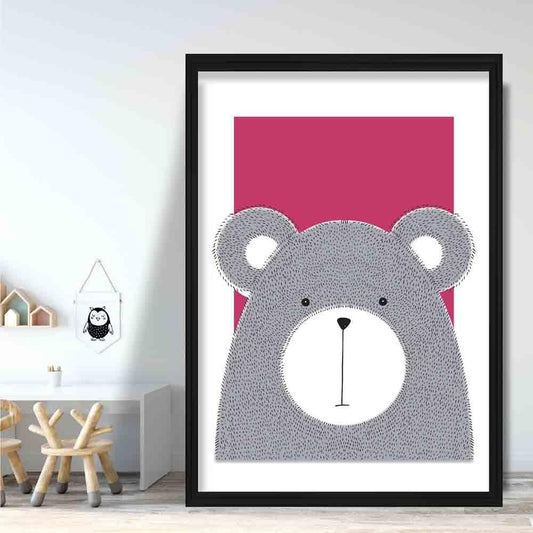 Bären Skizze Stil Kinderzimmer Helles Pink Kunstdruck