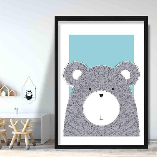 Bären Skizze Stil Kinderzimmer Enten Eier Blau Kunst Druck