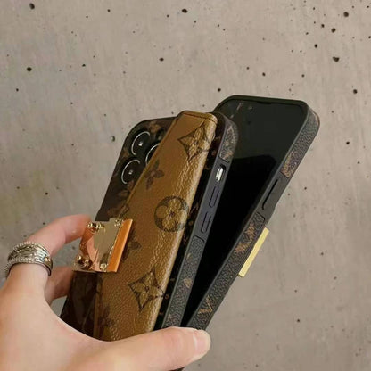 Sandsberg | Luxuriöse Marken-Leder Geldbörse iPhone Hülle mit und Umhängeband