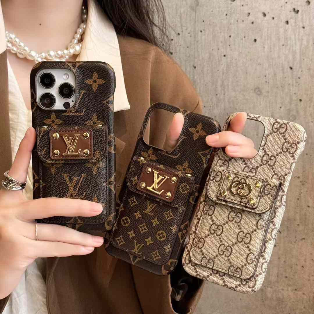 Sandsberg | Luxus Marken Leder Monogramm iPhone Hülle Mit Geldbörse