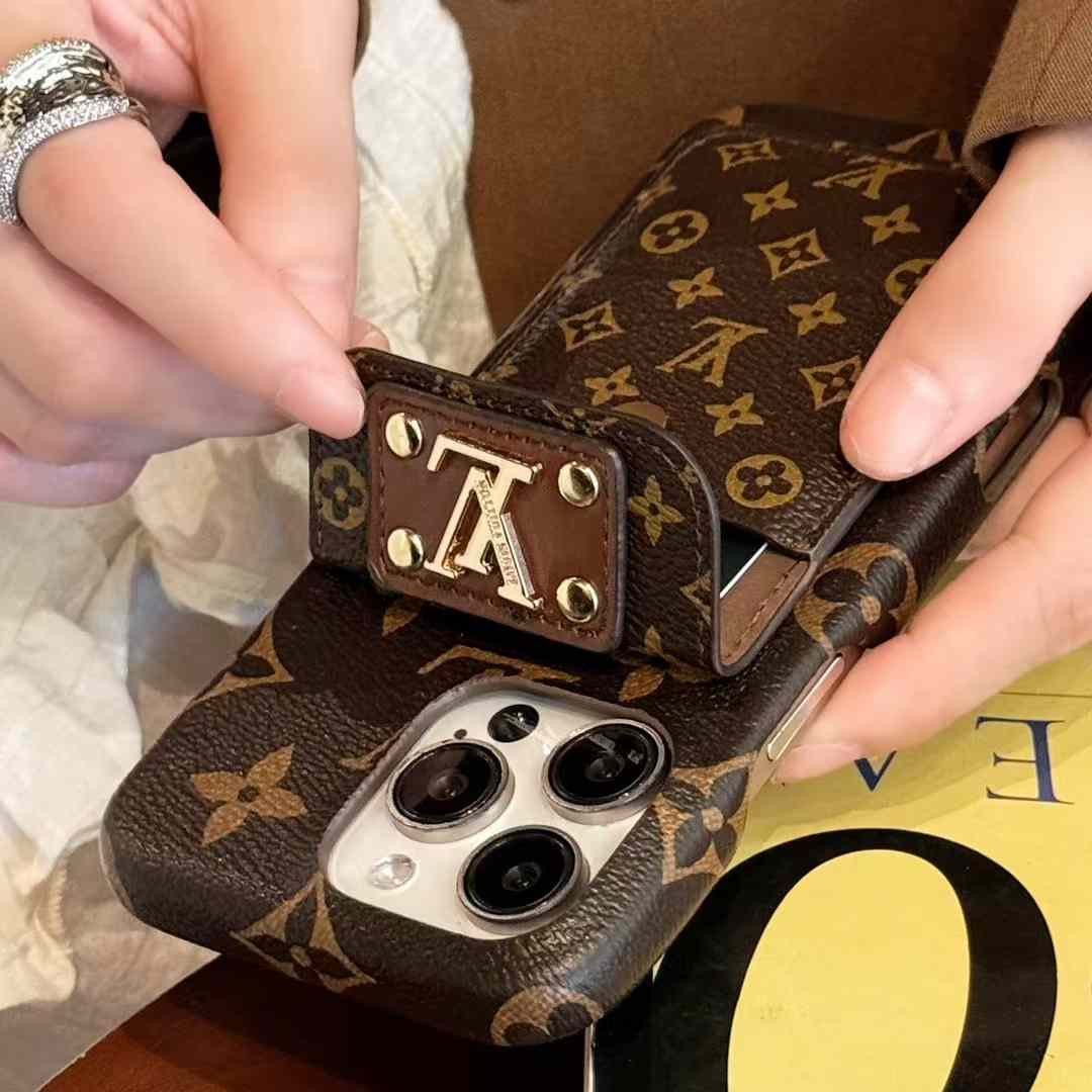 Sandsberg | Luxus Marken Leder Monogramm iPhone Hülle Mit Geldbörse