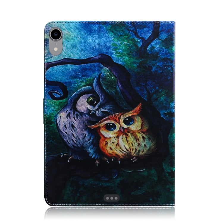 Sandsberg | Oil Owl Muster Horizontal Flip Lederhülle für iPad Pro 11 Zoll (2018), mit Halter & Kartenfach & Geldbörse