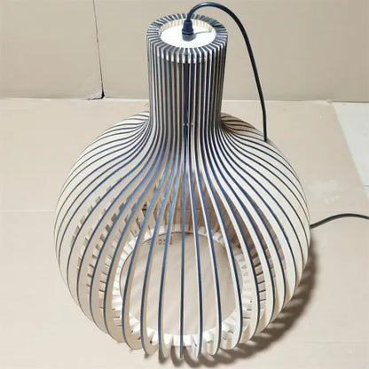 Nordic wooden birdcage lamp, Japanese creative hanging wooden lamp
