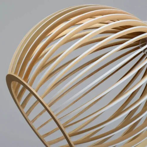 Nordic wooden birdcage lamp, Japanese creative hanging wooden lamp