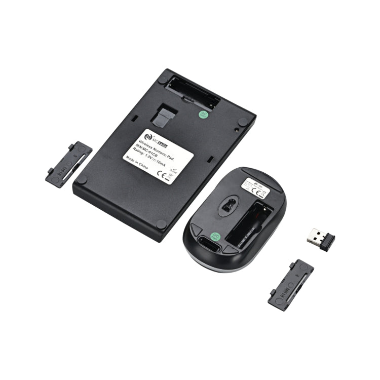 Sandsberg | MC Saite MC-61CB 2.4GHz Wireless Maus + 22-Tasten Zahlenblock Tastatur mit USB-Empfänger Set für Computer PC Laptop (Schwarz)