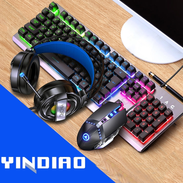 Sandsberg | YINDIAO K002 USB Wired Mechanical Feel Sound Control RGB Backlight Keyboard + Optical Silent Mouse + Headset Set (Schwarz)