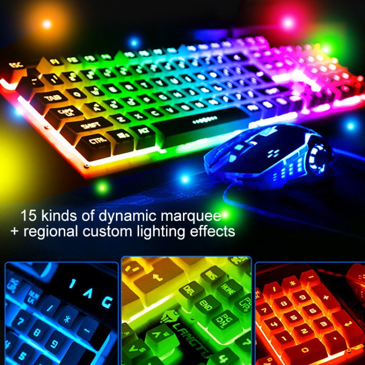 Sandsberg | YINDIAO K002 USB Wired Mechanical Feel Sound Control RGB Backlight Keyboard + Optical Silent Mouse + Headset Set (Schwarz)