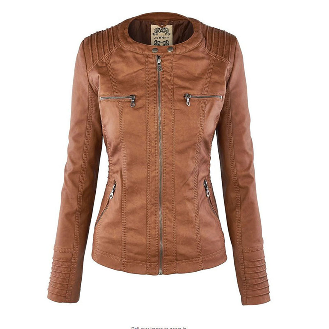 Damen Lederjacke mit Kapuze