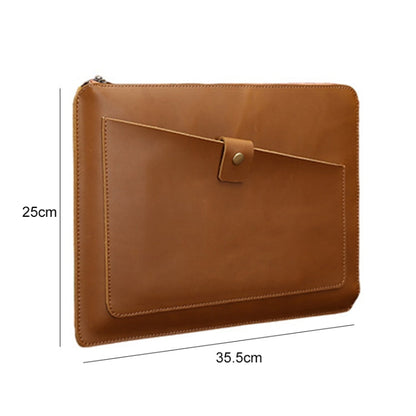 Universelle Echtleder Business Reißverschluss Laptop Tablet Tasche für 12 Zoll und kleiner (Gelb)