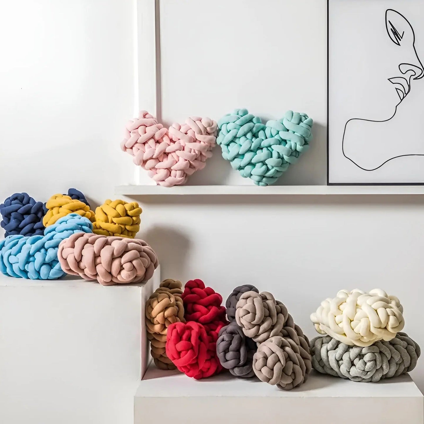 Love Pillow - Grob gestricktes Herzkissen für ein gemütliches Zuhause
