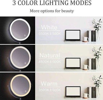 Sandsberg | LED-Vergrößerungsspiegel mit einstellbarer Beleuchtung und wiederaufladbarem Akku