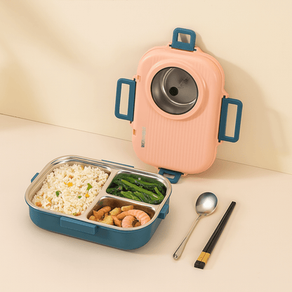 Sandsberg | Edelstahl-Lunchbox mit auslaufsicherem Deckel und 3-Fächer-Trennsystem