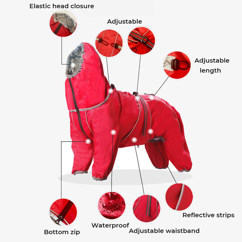 Sandsberg | Hund Outdoor Jacke Wasserdicht Verstellbarer Hunderegenmantel