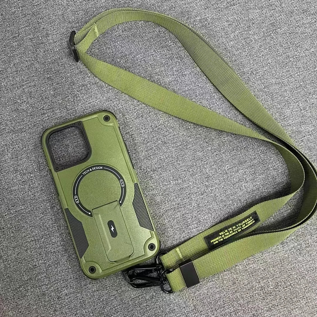 Outdoor-Sport Lange Riem Crossbody Magnetische Halterung Hülle für iPhone