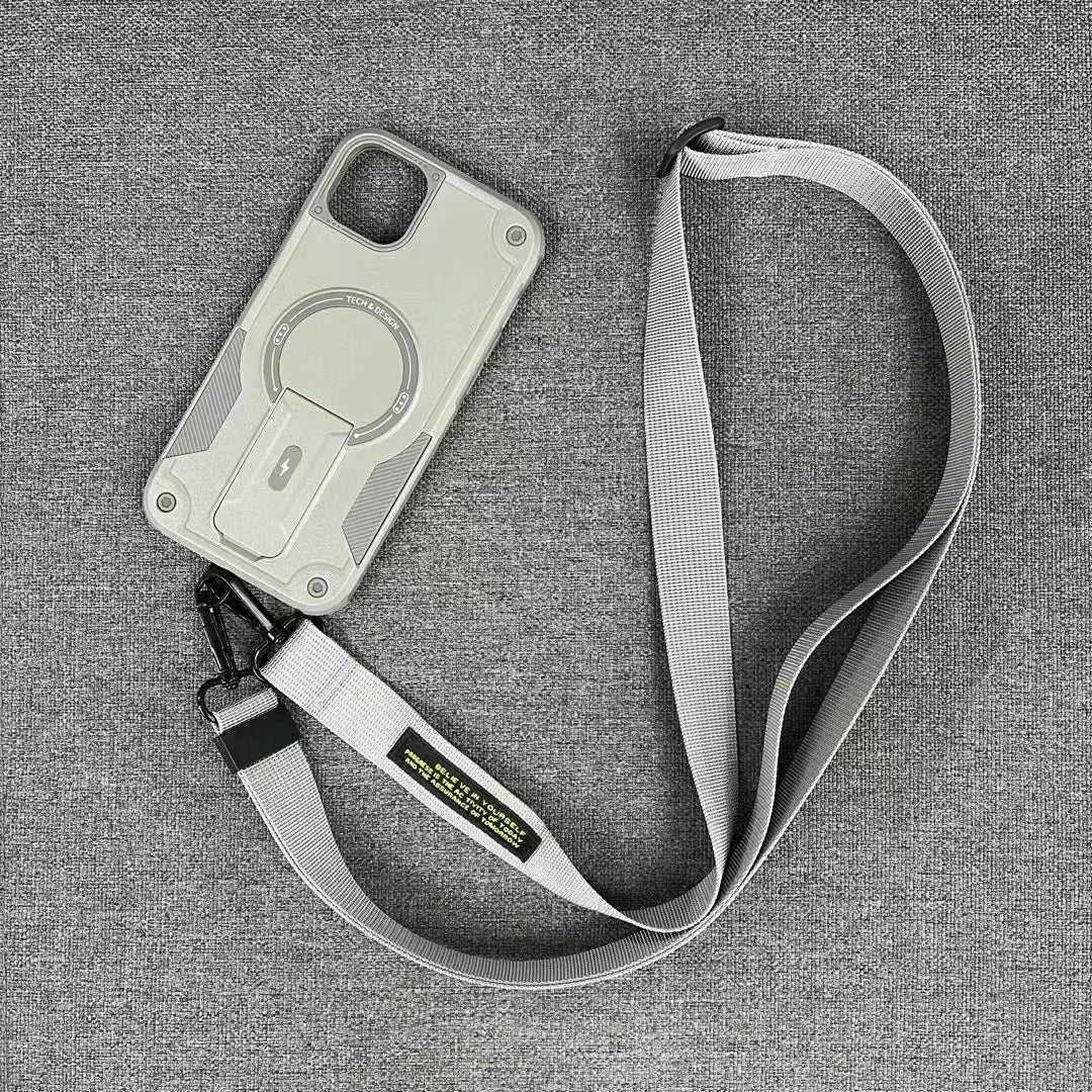 Outdoor-Sport Lange Riem Crossbody Magnetische Halterung Hülle für iPhone