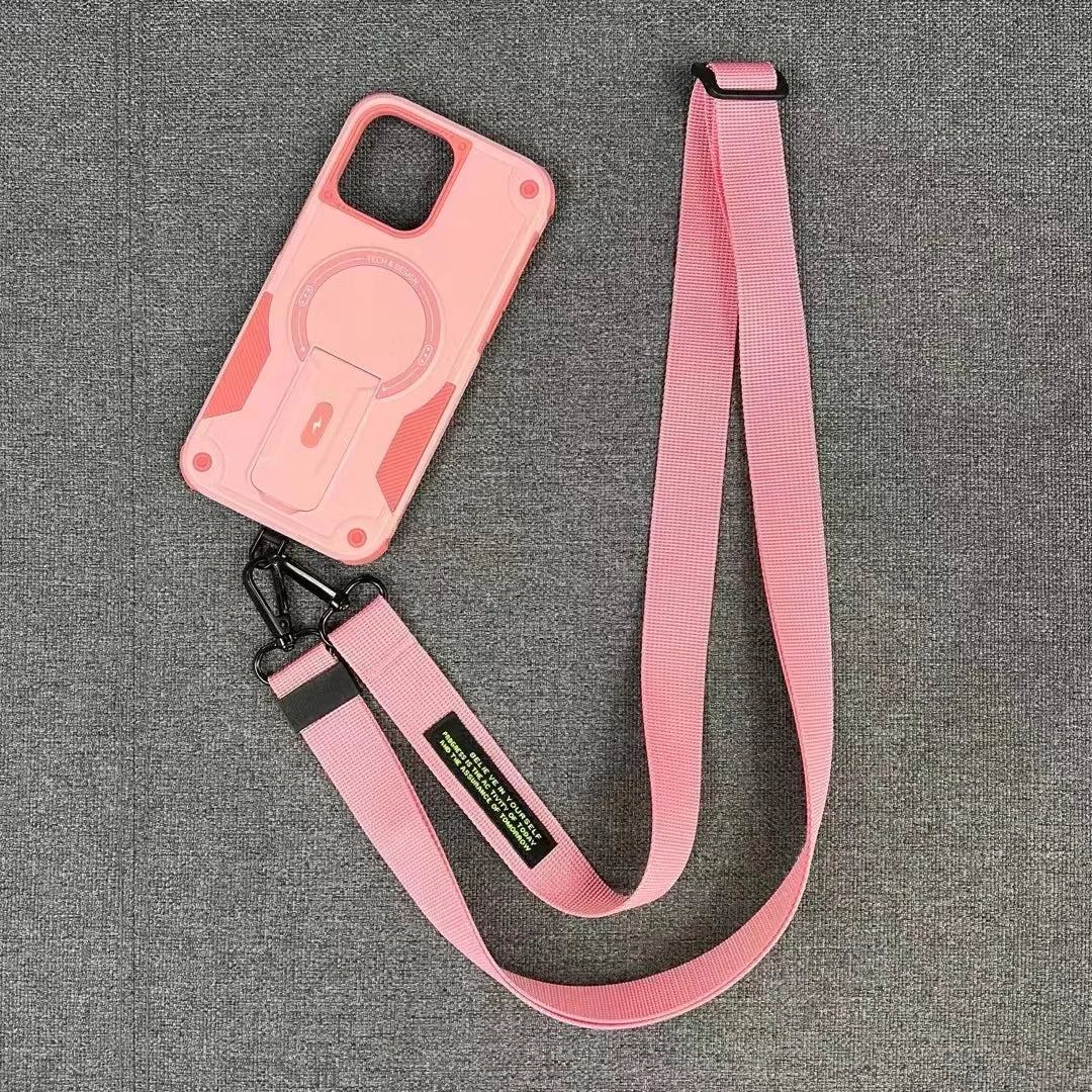 Outdoor-Sport Lange Riem Crossbody Magnetische Halterung Hülle für iPhone