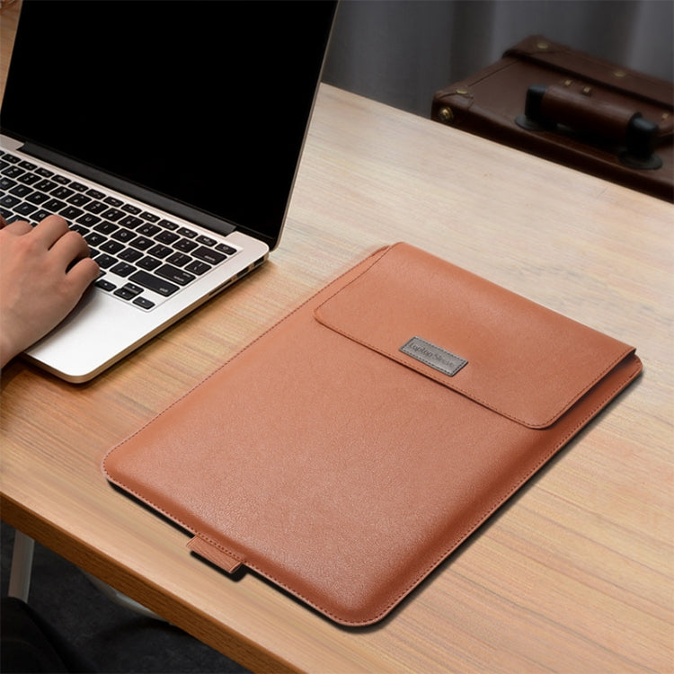 4 in 1 Universal wasserdichtes PU-Leder Laptop Liner Tasche mit Griff & Ständer & Stiftehalter + 2 Winder + Maus Tasche + Ladegerät Tasche Set für 13 / 14 Zoll Laptops (Schwarz)