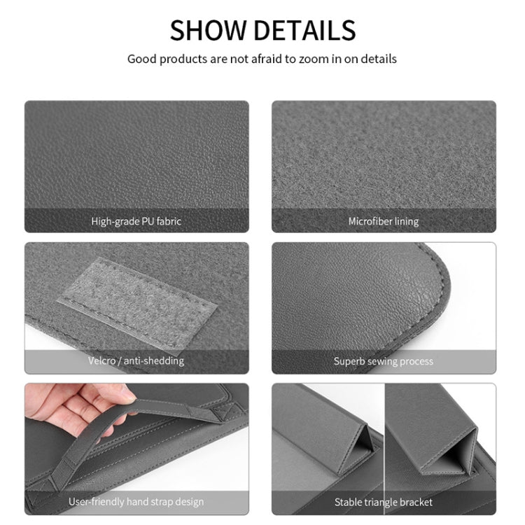 4 in 1 Universal wasserdichtes PU-Leder Laptop Liner Tasche mit Griff & Ständer & Stiftehalter + 2 Winder + Maus Tasche + Ladegerät Tasche Set für 13 / 14 Zoll Laptops (Schwarz)