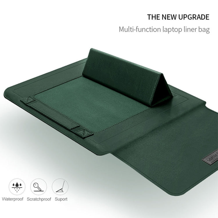 4 in 1 Universal wasserdichtes PU-Leder Laptop Liner Tasche mit Griff & Ständer & Stiftehalter + 2 Winder + Maus Tasche + Ladegerät Tasche Set für 13 / 14 Zoll Laptops (Schwarz)