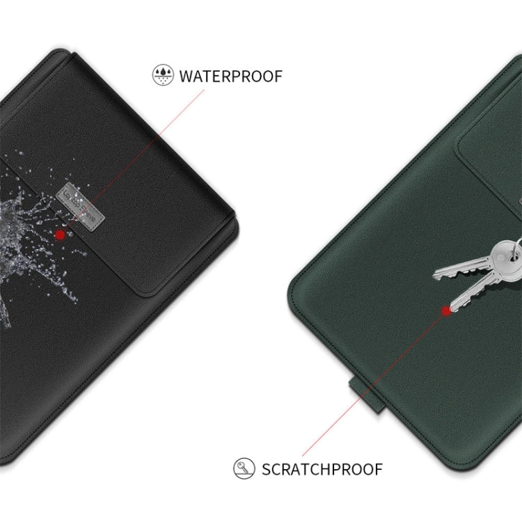 4 in 1 Universal wasserdichtes PU-Leder Laptop Liner Tasche mit Griff & Ständer & Stiftehalter + 2 Winder + Maus Tasche + Ladegerät Tasche Set für 13 / 14 Zoll Laptops (Schwarz)