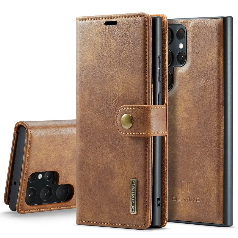 Magnetische, abnehmbare Leder-Brieftaschen-Telefonhülle mit Kreditkartenfach für Samsung Galaxy S24 23