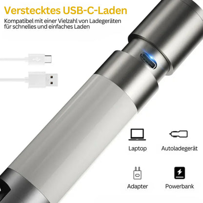 Sandsberg | LED-Taschenlampe mit Mehrfarbfiltern – Wiederaufladbare USB-C Lampe mit Camping- & Notlicht-Funktion