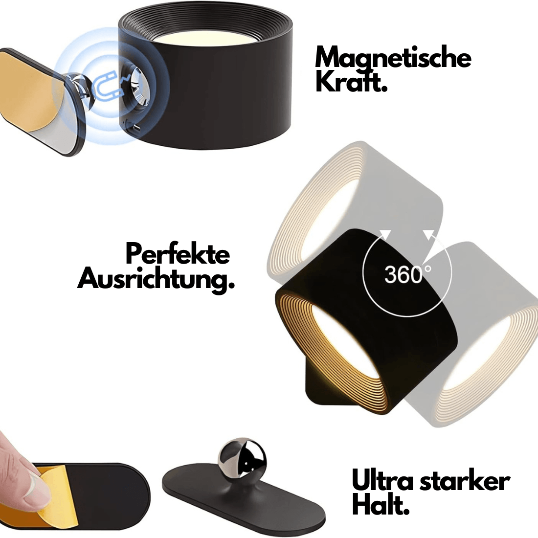 360 kabellose wiederaufladbare Wandleuchte