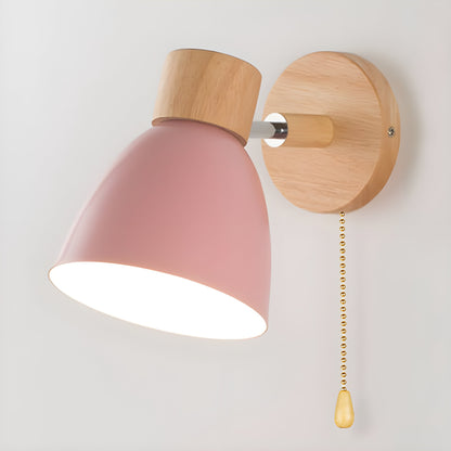 Houten Scandinavische wandlamp met schakelaar voor de slaapkamer