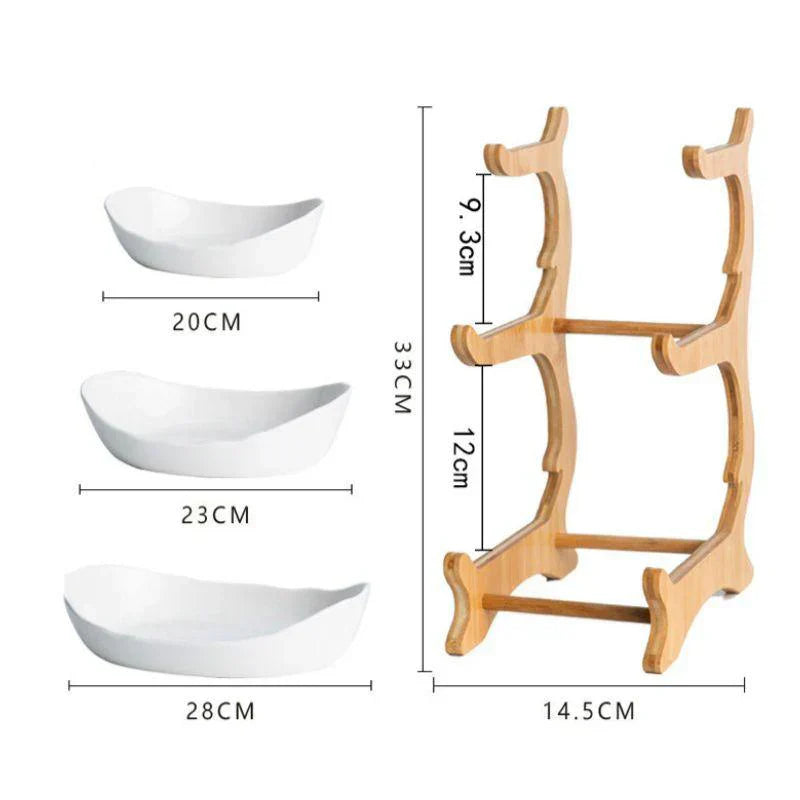 Sandsberg | BambuNest – Modernes Bambus-Obstkorb mit abnehmbaren Tabletts & Mehrere Ebenen Design
