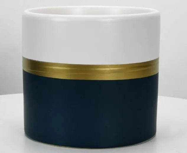 Moderner Blumentopf mit goldenem Rand – Elegante Keramikpflanzen für Innen- und Außenpflanzen