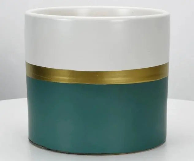 Moderner Blumentopf mit goldenem Rand – Elegante Keramikpflanzen für Innen- und Außenpflanzen