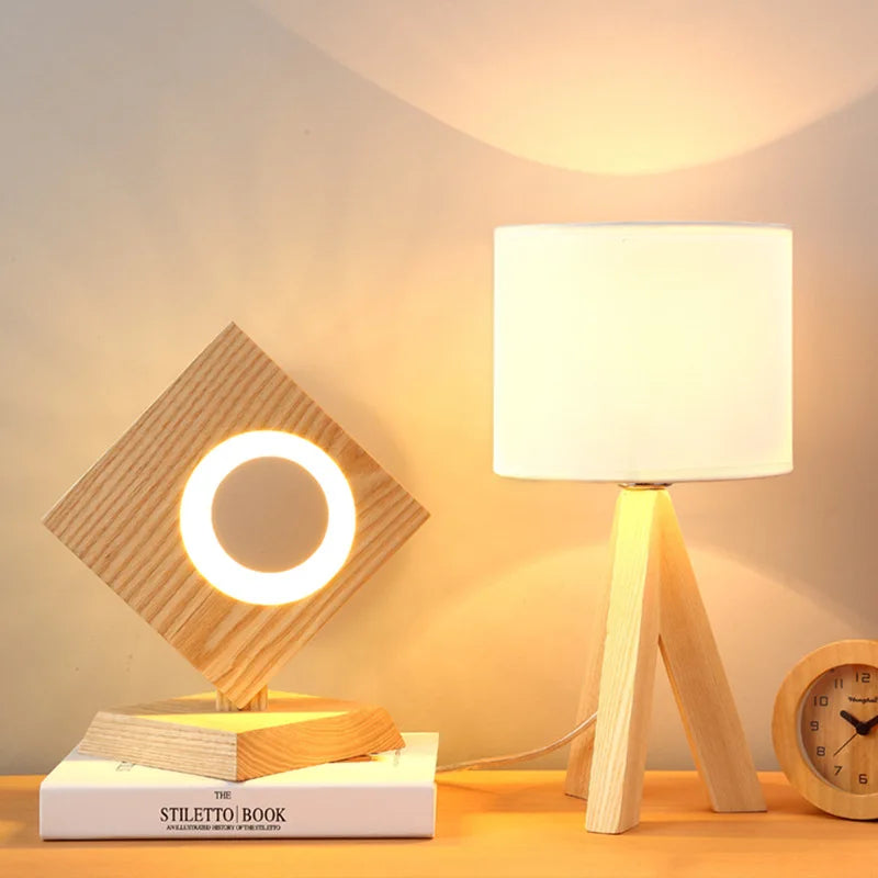 Moderne Holz Tischlampe - Designer Nachttischlampe Skandinavisch
