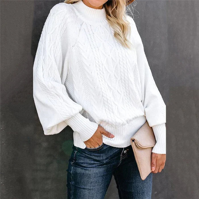 Venetti Basics - Gehäkelter Damenpullover mit hohem Kragen
