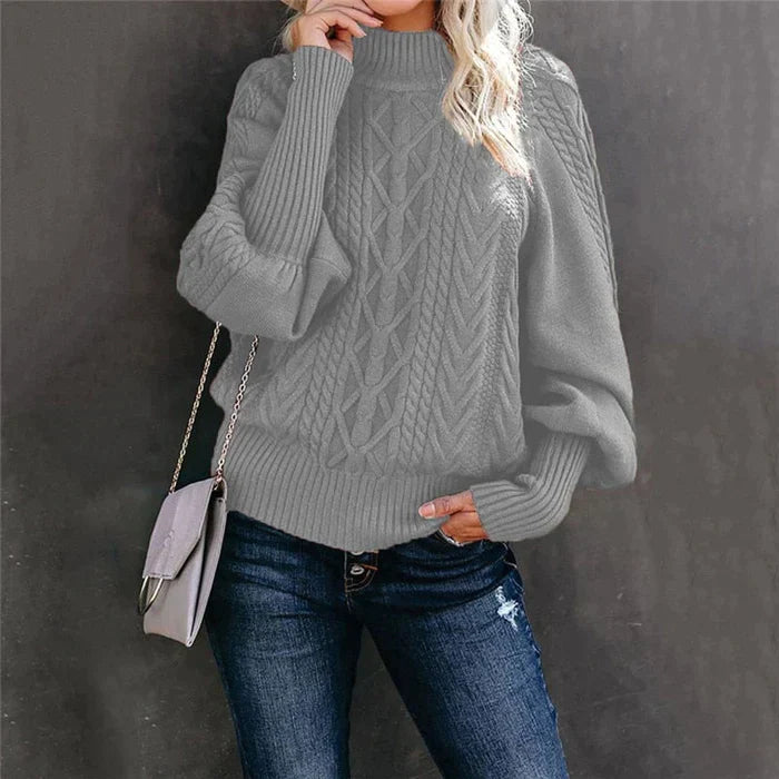 Venetti Basics - Gehäkelter Damenpullover mit hohem Kragen