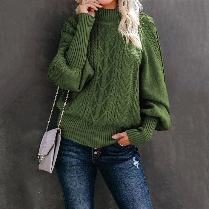Venetti Basics - Gehäkelter Damenpullover mit hohem Kragen