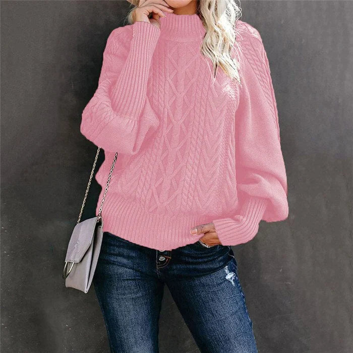 Venetti Basics - Gehäkelter Damenpullover mit hohem Kragen